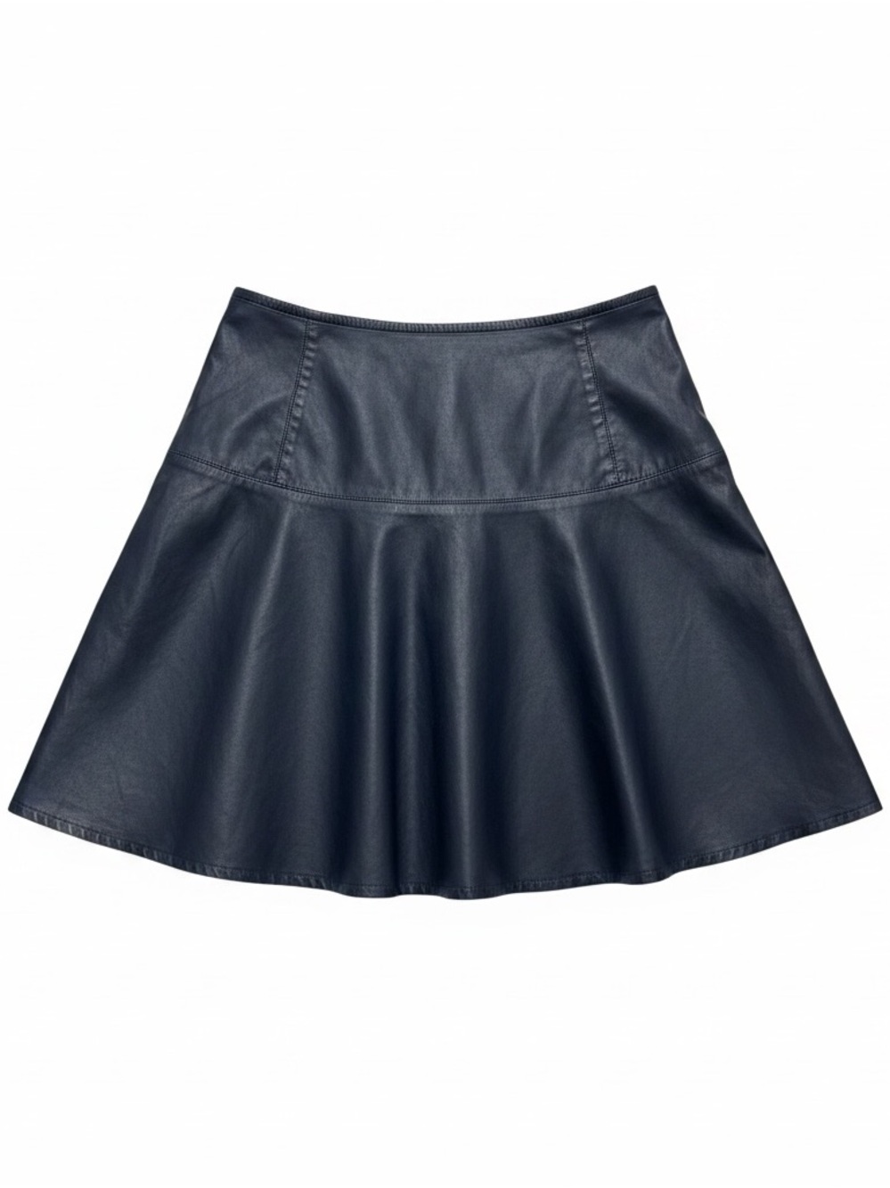 Lauren Jeans Co. Ralph Lauren Coated Denim Skater Skirt Navy Blue Size 8